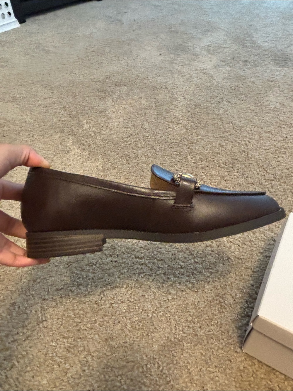 Alex Marie brown Leather Loafer with Decorative Gold Buckle - Picture 3 of 4